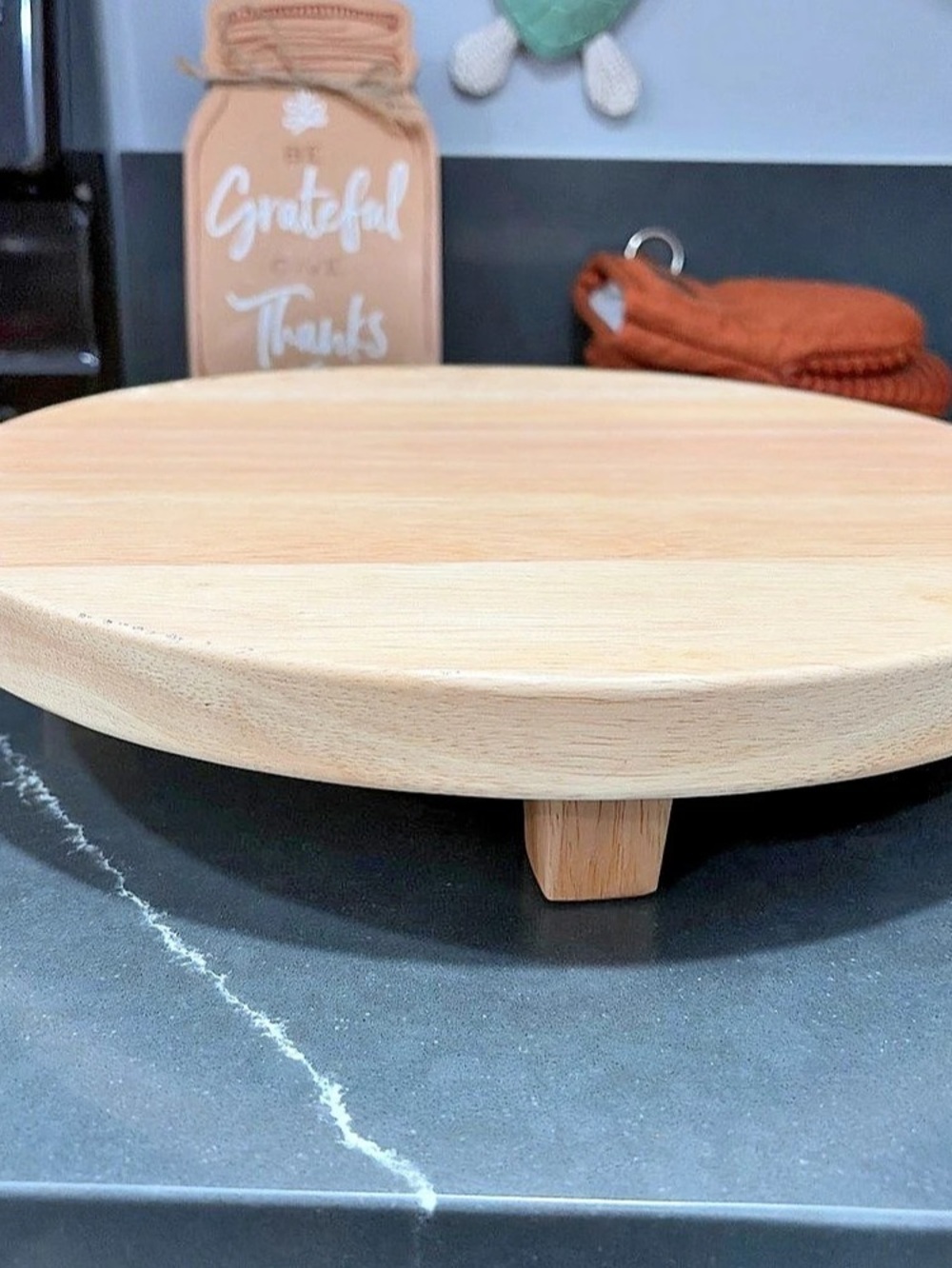 NWT Hearth & Hand with Magnolia 13" Round Footed Wood Serve Stand Brown